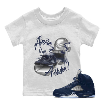 Air Jordan 5 Georgetown Sneaker Match Tees Are You Addicted Sneaker Tees AJ5 Georgetown Sneaker Release Tees Kids Shirts White 1