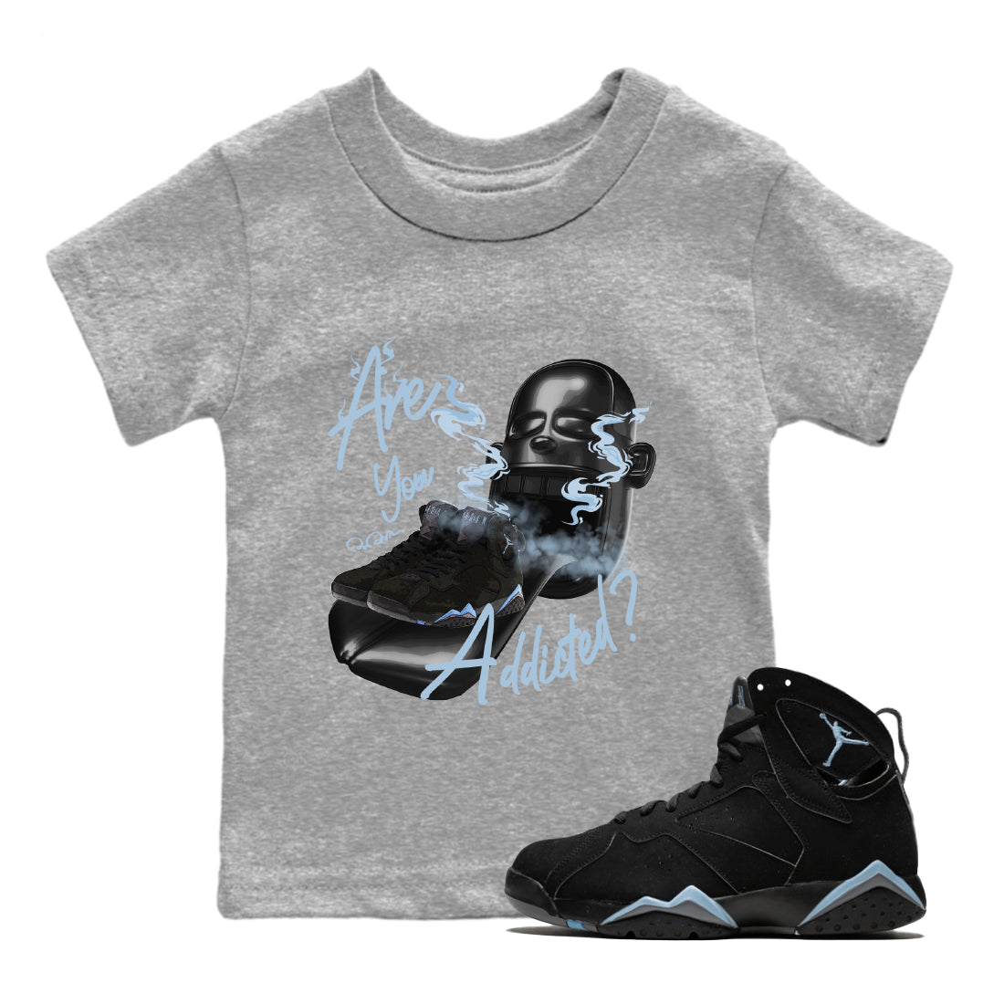 Air Jordan 7 Chambray Sneaker Match Tees Are You Addicted Sneaker Tees AJ7 Chambray Sneaker Release Tees Kids Shirts Heather Grey 1