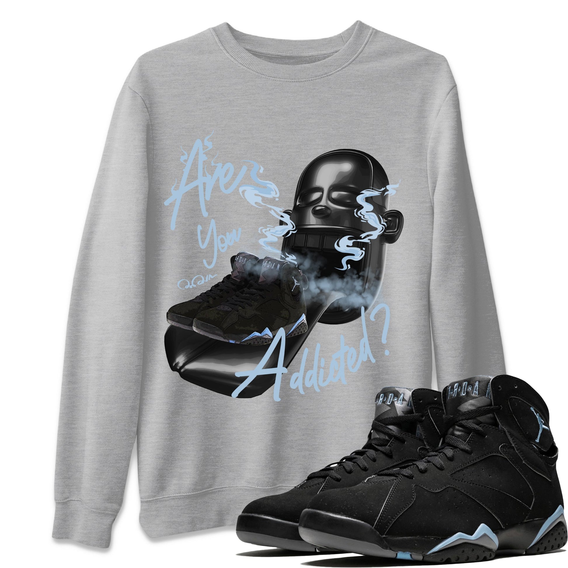 Air Jordan 7 Chambray Sneaker Match Tees Are You Addicted Sneaker Tees AJ7 Chambray Sneaker Release Tees Unisex Shirts Heather Grey 1