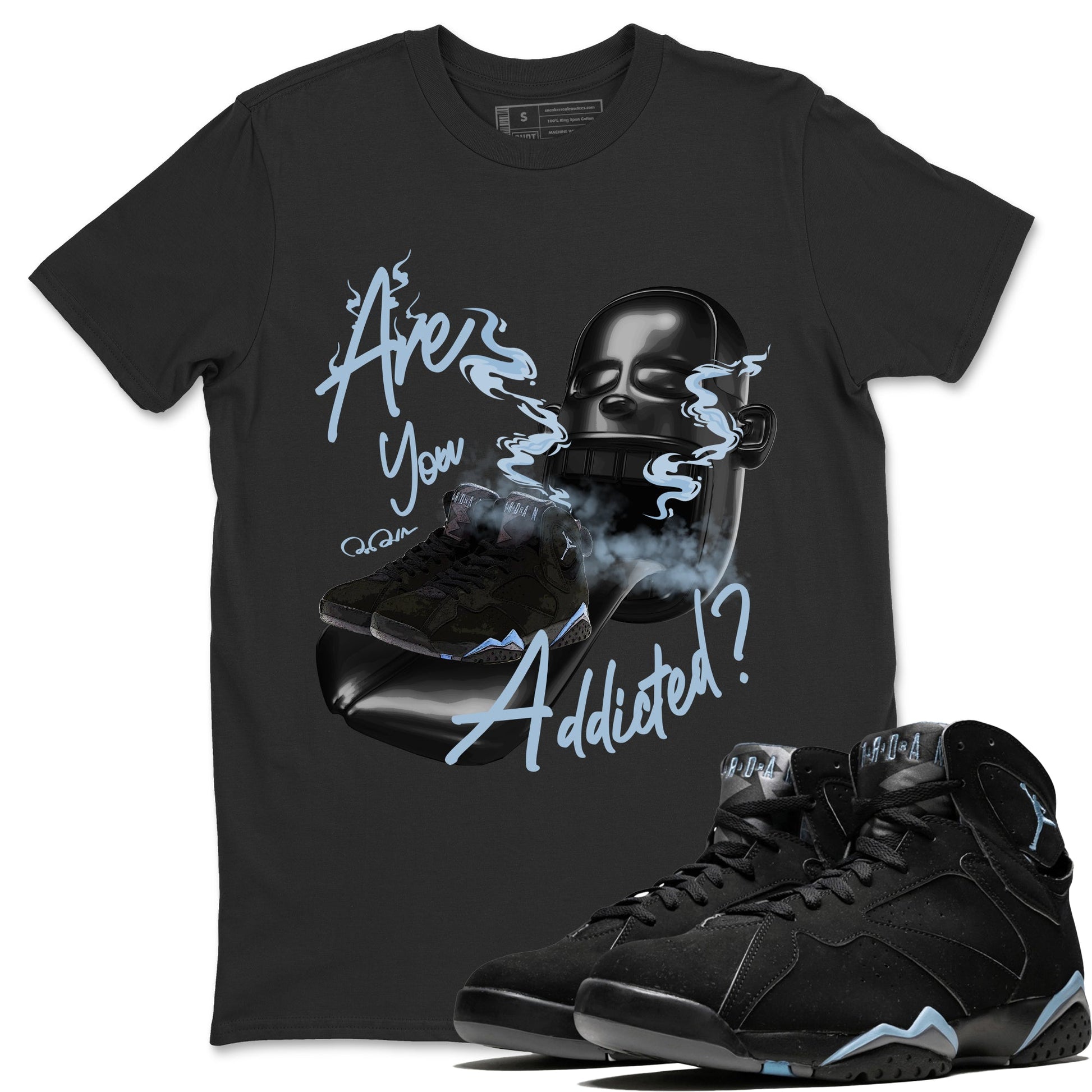 Air Jordan 7 Chambray Sneaker Match Tees Are You Addicted Sneaker Tees AJ7 Chambray Sneaker Release Tees Unisex Shirts Black 1