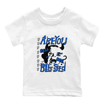 AJ1 Game Royal shirt to match jordans Are You Blessed sneaker tees AJ1 Game Royal SNRT sneaker release tees baby toddler White 2 cotton Shirt