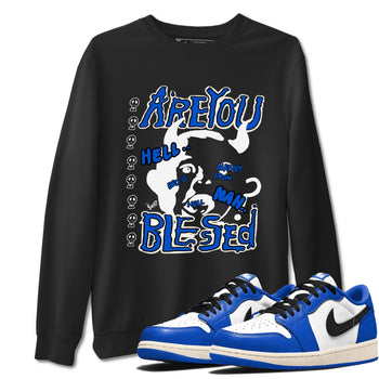 AJ1 Game Royal shirt to match jordans Are You Blessed sneaker tees AJ1 Game Royal SNRT Sneaker Release Tees unisex cotton Black 1 crew neck shirt