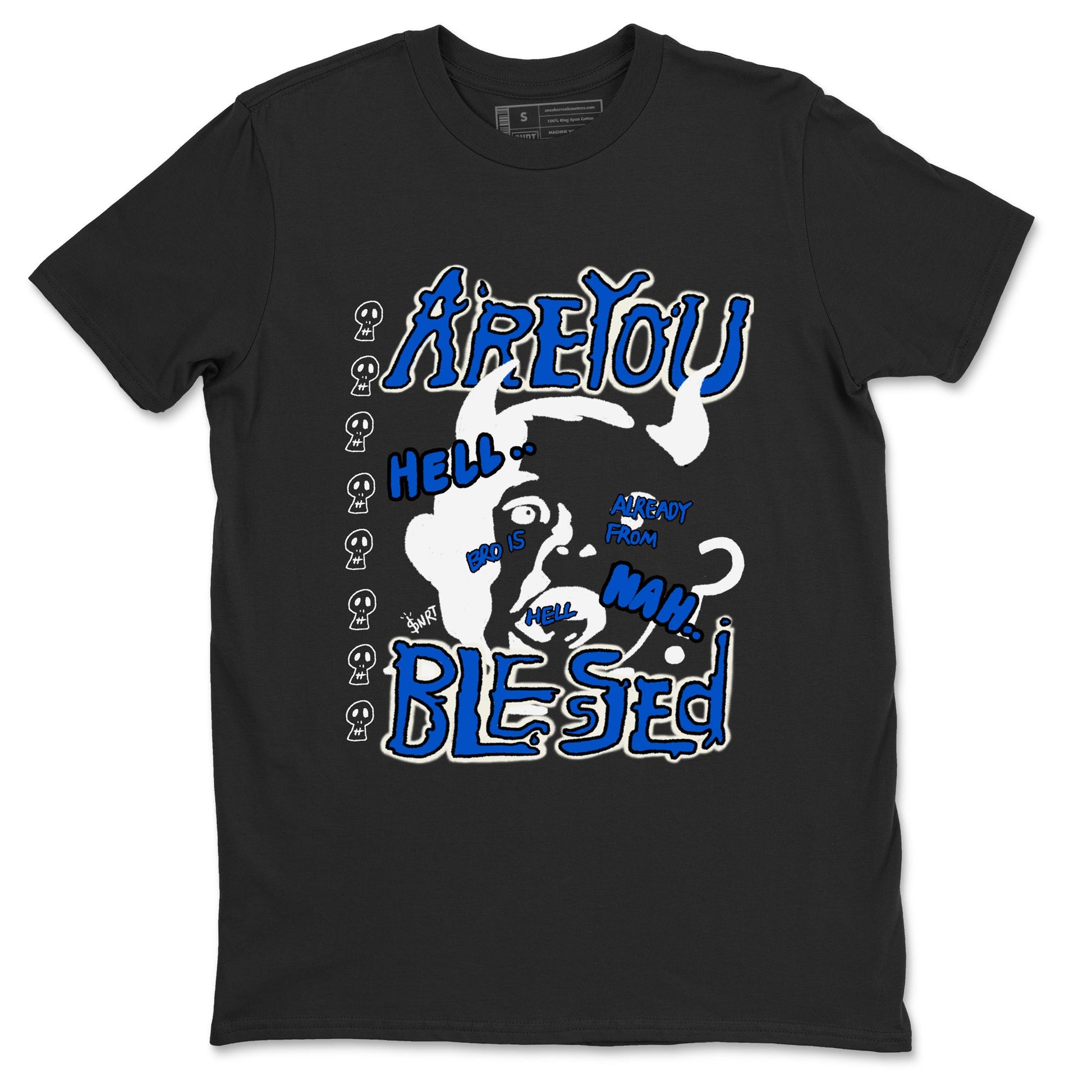 AJ1 Game Royal shirt to match jordans Are You Blessed sneaker tees AJ1 Game Royal SNRT Sneaker Release Tees unisex cotton Black 2 crew neck shirt