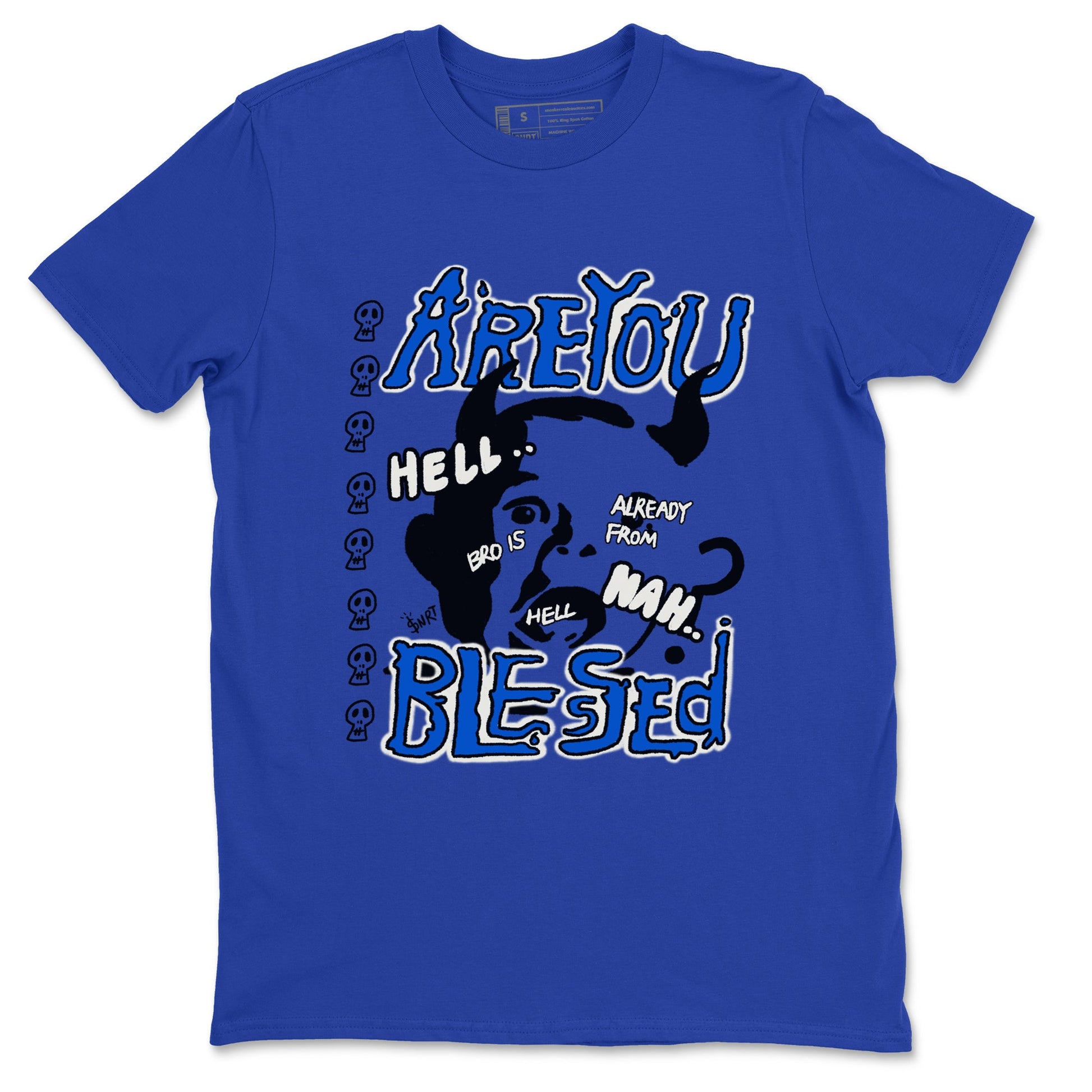 AJ1 Game Royal shirt to match jordans Are You Blessed sneaker tees AJ1 Game Royal SNRT Sneaker Release Tees unisex cotton Royal Blue 2 crew neck shirt