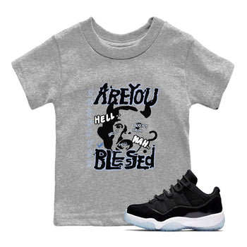 11s Low Space shirt to match jordans Are You Blessed sneaker tees Air Jordan 11 Black/Varsity Royal SNRT sneaker release tees baby toddler Heather Grey 1 cotton Shirt