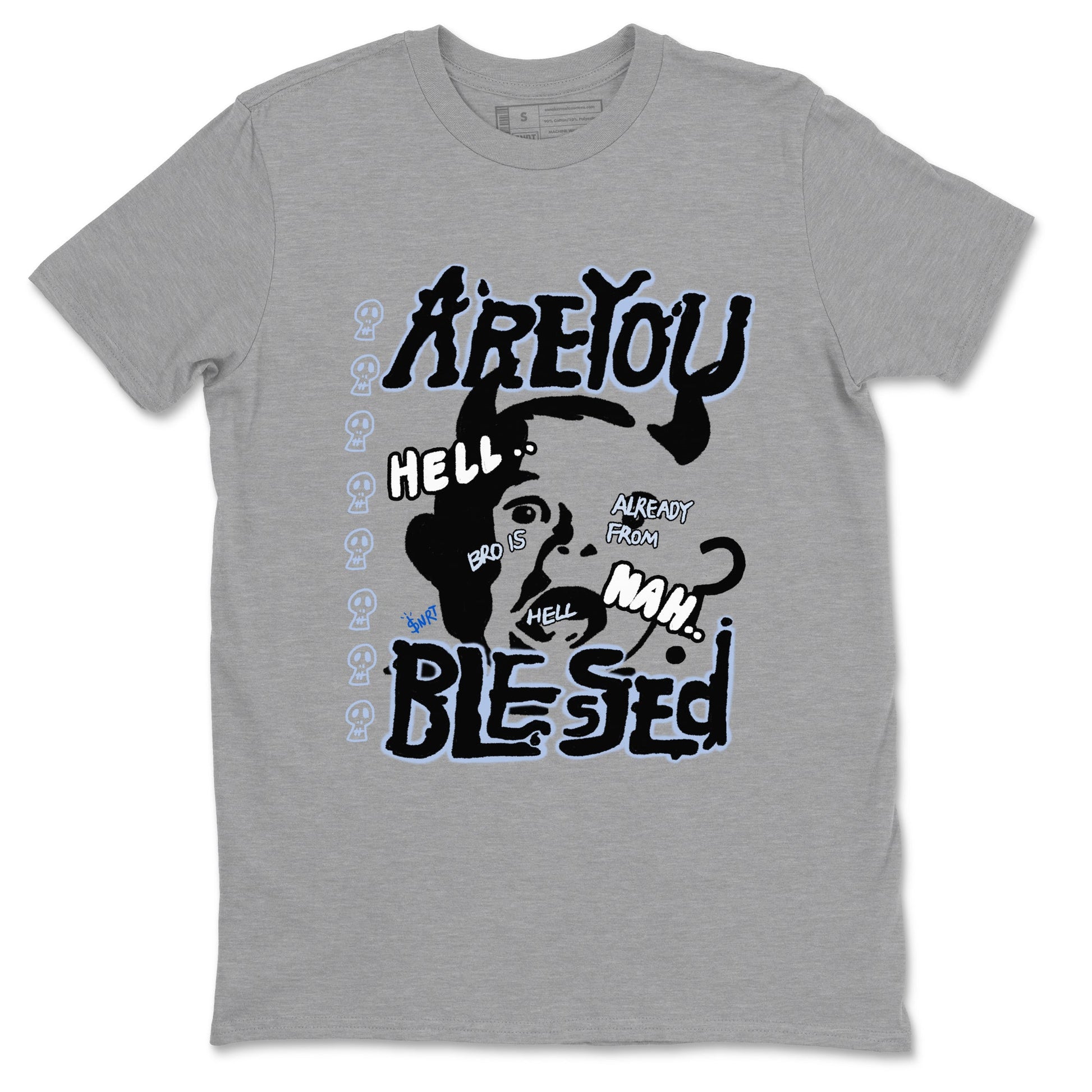 11s Low Space shirt to match jordans Are You Blessed sneaker tees Air Jordan 11 Black/Varsity Royal SNRT Sneaker Release Tees unisex cotton Heather Grey 2 crew neck shirt