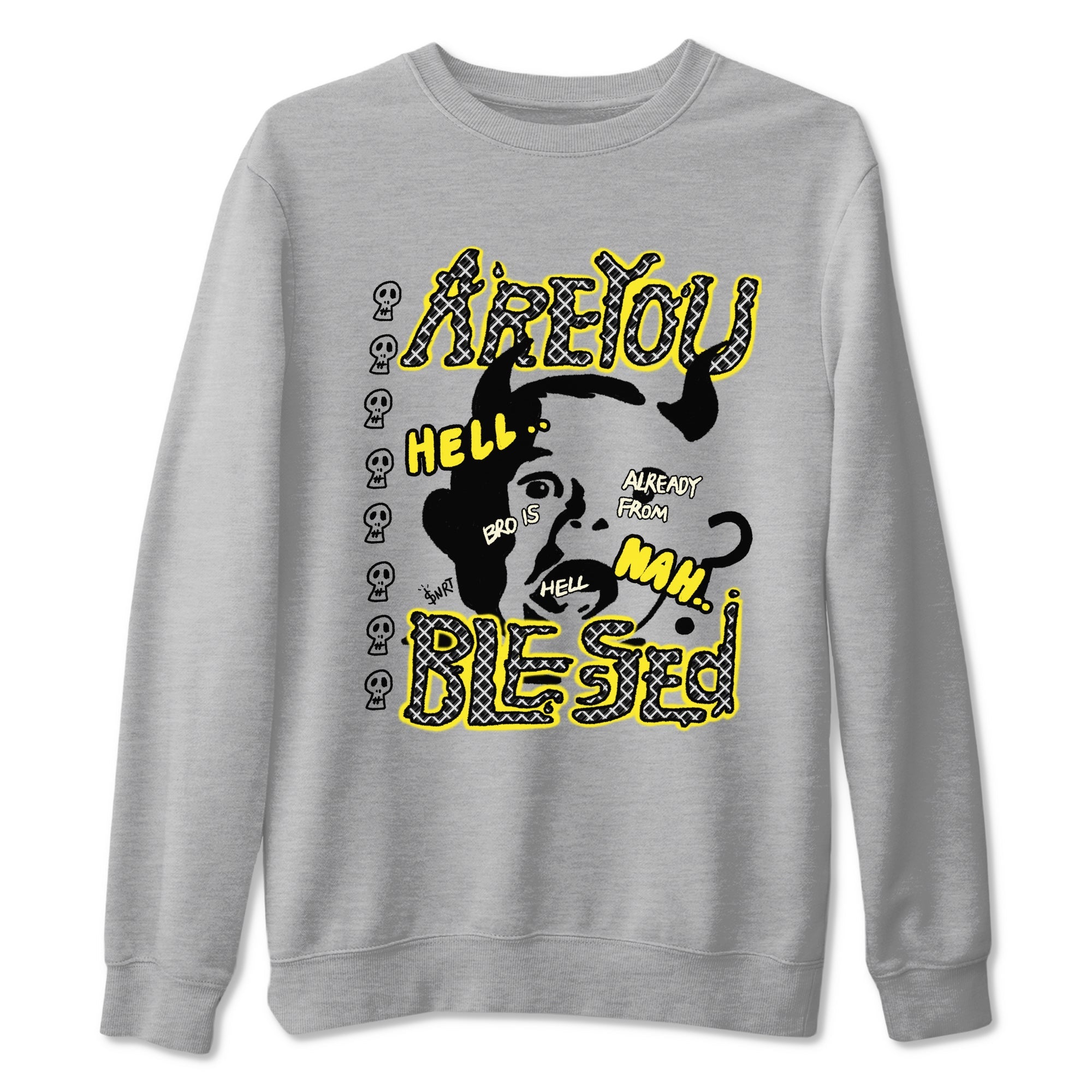 4s Vivid Sulfur shirt to match jordans Are You Blessed sneaker tees Air Jordan 4 Vivid Sulfur SNRT Sneaker Release Tees unisex cotton Heather Grey 2 crew neck shirt