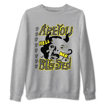4s Vivid Sulfur shirt to match jordans Are You Blessed sneaker tees Air Jordan 4 Vivid Sulfur SNRT Sneaker Release Tees unisex cotton Heather Grey 2 crew neck shirt