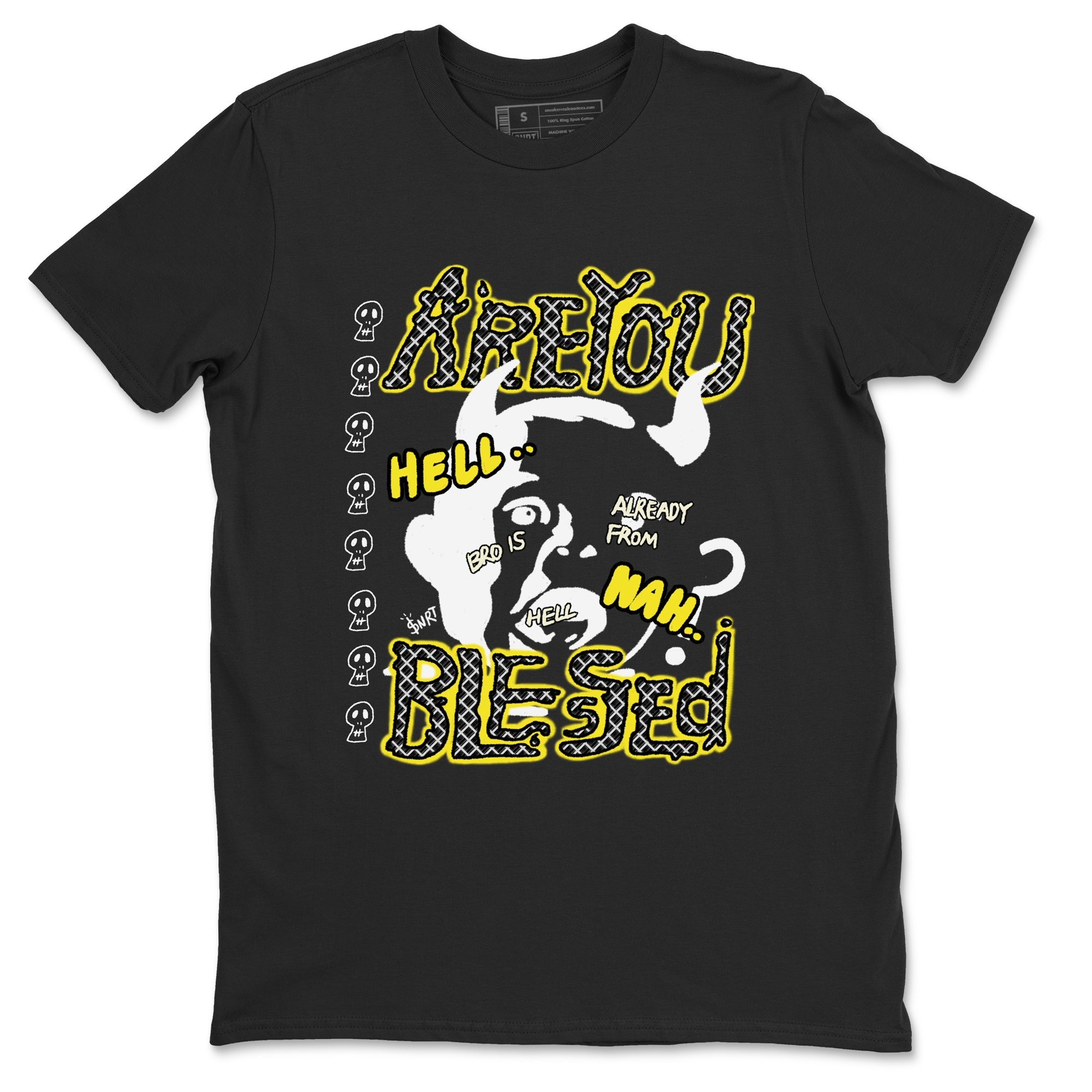 4s Vivid Sulfur shirt to match jordans Are You Blessed sneaker tees Air Jordan 4 Vivid Sulfur SNRT Sneaker Release Tees unisex cotton Black 2 crew neck shirt