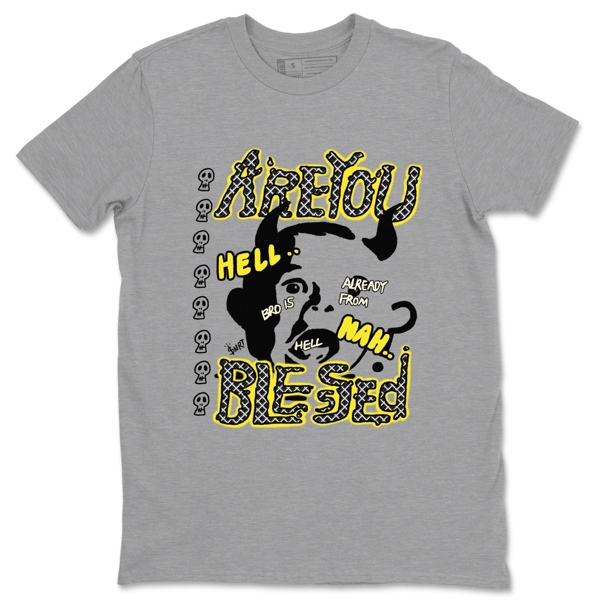 4s Vivid Sulfur shirt to match jordans Are You Blessed sneaker tees Air Jordan 4 Vivid Sulfur SNRT Sneaker Release Tees unisex cotton Heather Grey 2 crew neck shirt