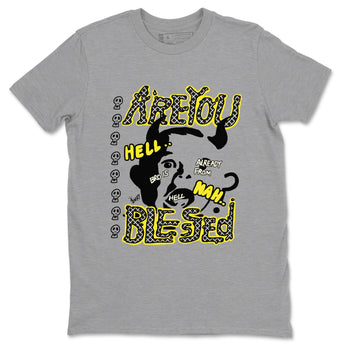 4s Vivid Sulfur shirt to match jordans Are You Blessed sneaker tees Air Jordan 4 Vivid Sulfur SNRT Sneaker Release Tees unisex cotton Heather Grey 2 crew neck shirt
