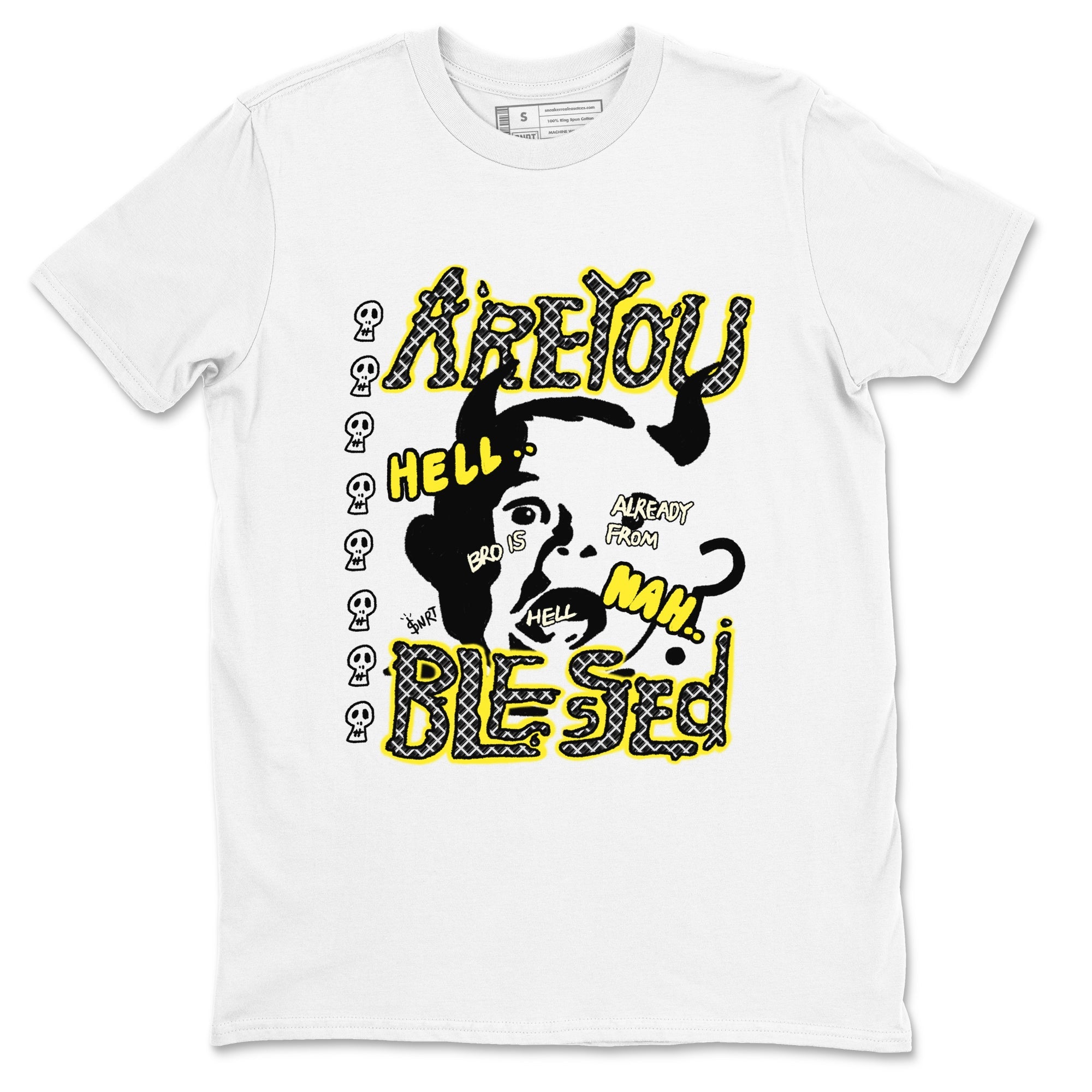 4s Vivid Sulfur shirt to match jordans Are You Blessed sneaker tees Air Jordan 4 Vivid Sulfur SNRT Sneaker Release Tees unisex cotton White 2 crew neck shirt