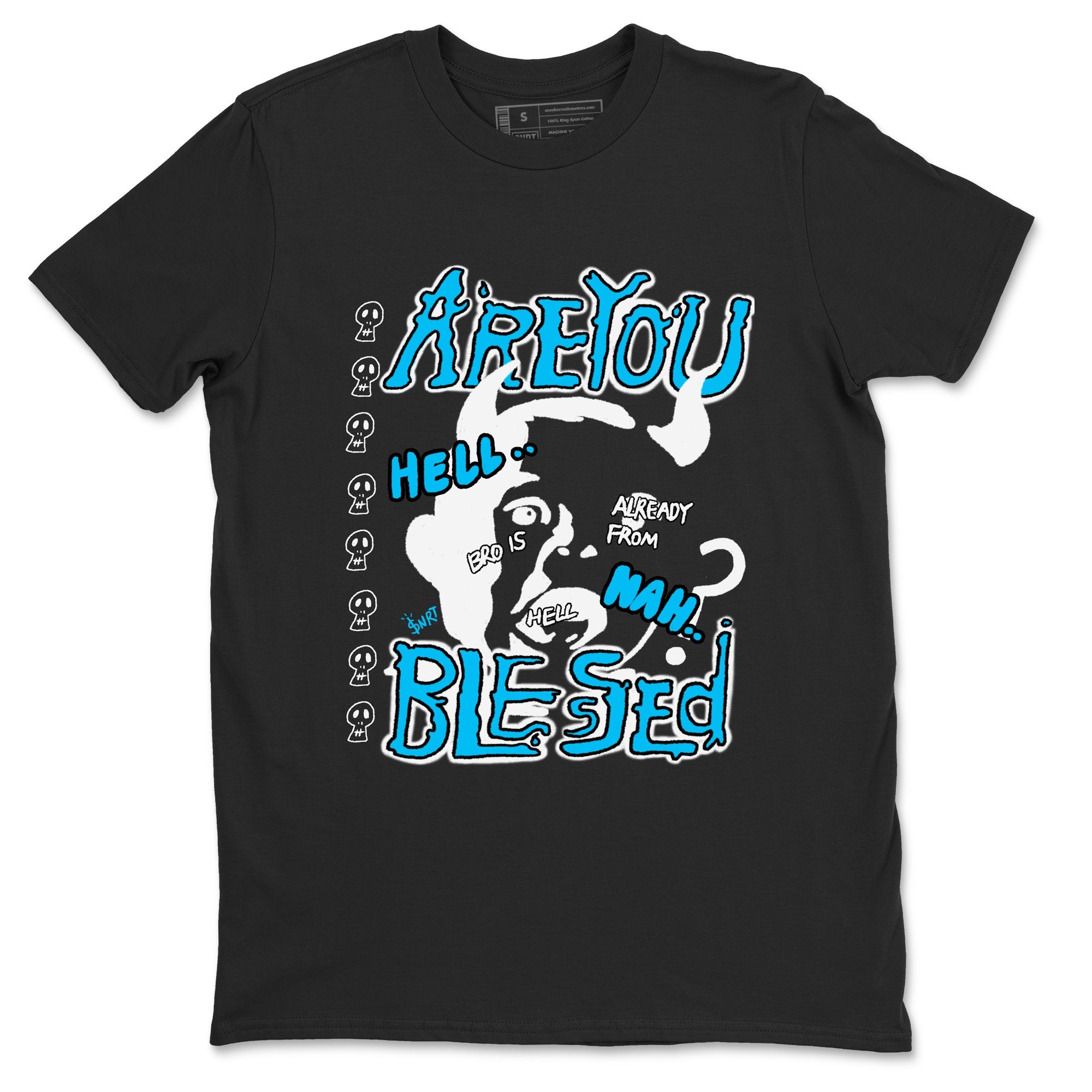 AJ9 Powder Blue shirt to match jordans Are You Blessed sneaker tees Air Jordan 9 Powder Blue SNRT Sneaker Release Tees unisex cotton Black 2 crew neck shirt