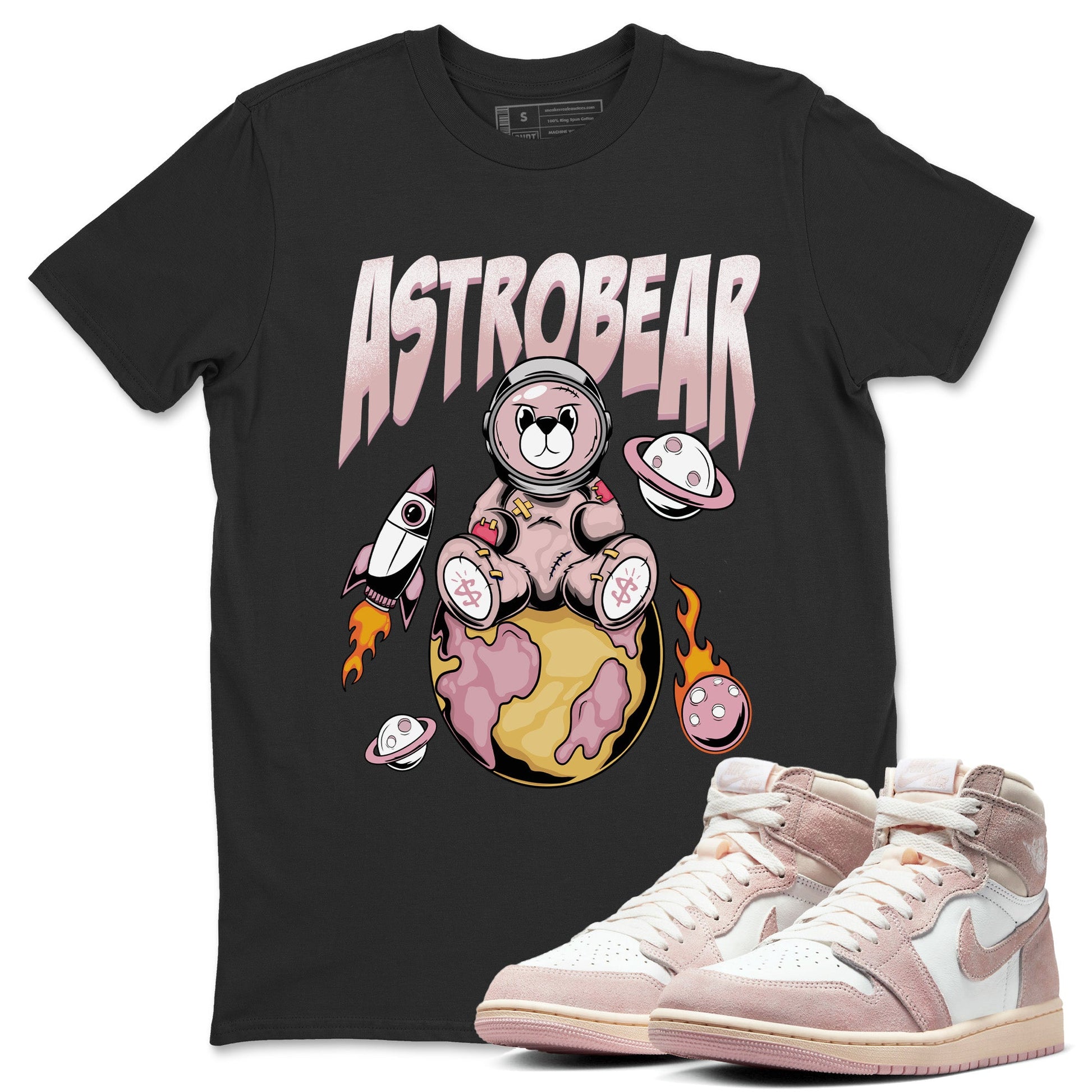 Air Jordan 1 Washed Pink Sneaker Match Tees Astrobear Sneaker Tees Air Jordan 1 High OG WMNS Washed Pink Sneaker Release Tees Unisex Shirts Black 1