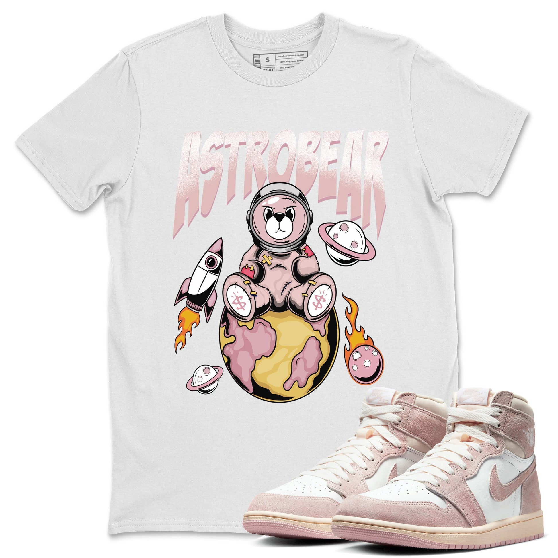 Air Jordan 1 Washed Pink Sneaker Match Tees Astrobear Sneaker Tees Air Jordan 1 High OG WMNS Washed Pink Sneaker Release Tees Unisex Shirts White 1