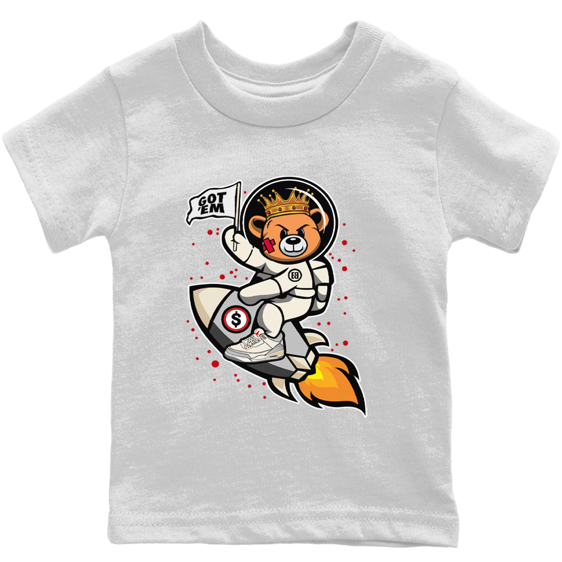 Jordan 1 Muslin Sneaker Match Tees Astronaut Bear Sneaker Tees Jordan 1 Muslin Sneaker Release Tees Kids Shirts