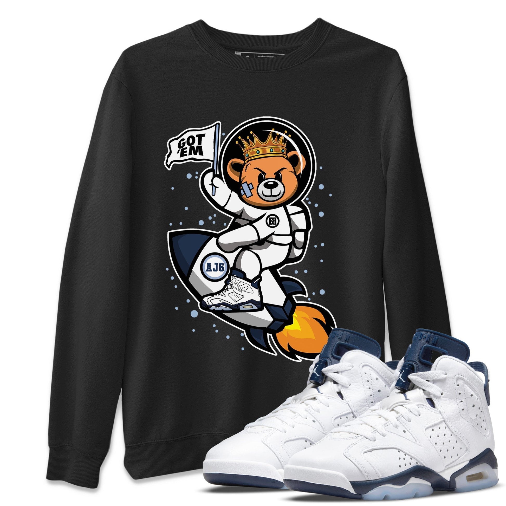 Jordan 6 Midnight Navy Sneaker Match Tees Astronaut Bear Sneaker Tees Jordan 6 Midnight Navy Sneaker Release Tees Unisex Shirts