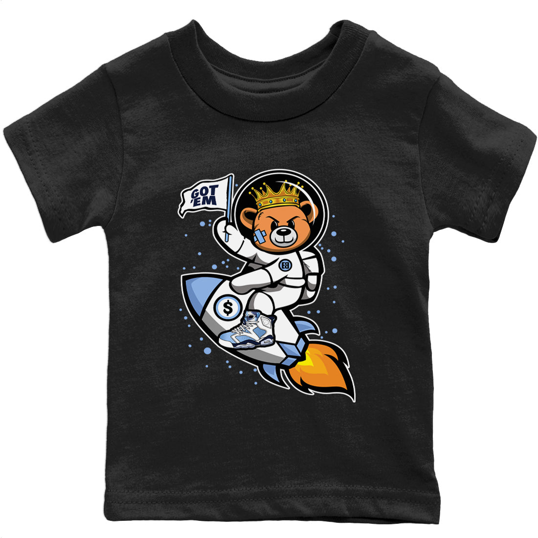 Jordan 6 UNC Sneaker Match Tees Astronaut Bear Sneaker Tees Jordan 6 UNC Sneaker Release Tees Kids Shirts