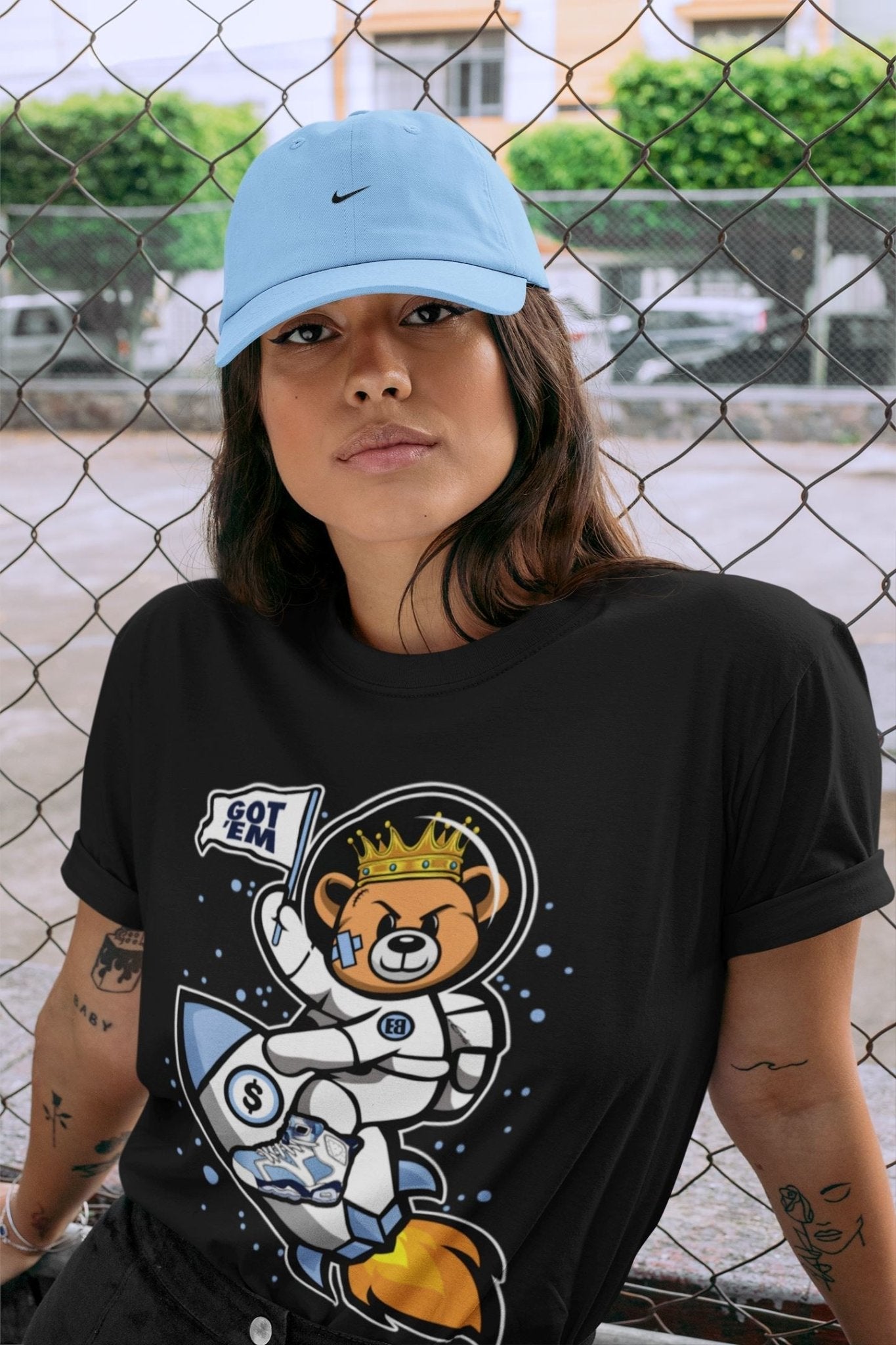 Jordan 6 UNC Sneaker Match Tees Astronaut Bear Sneaker Tees Jordan 6 UNC Sneaker Release Tees Unisex Shirts