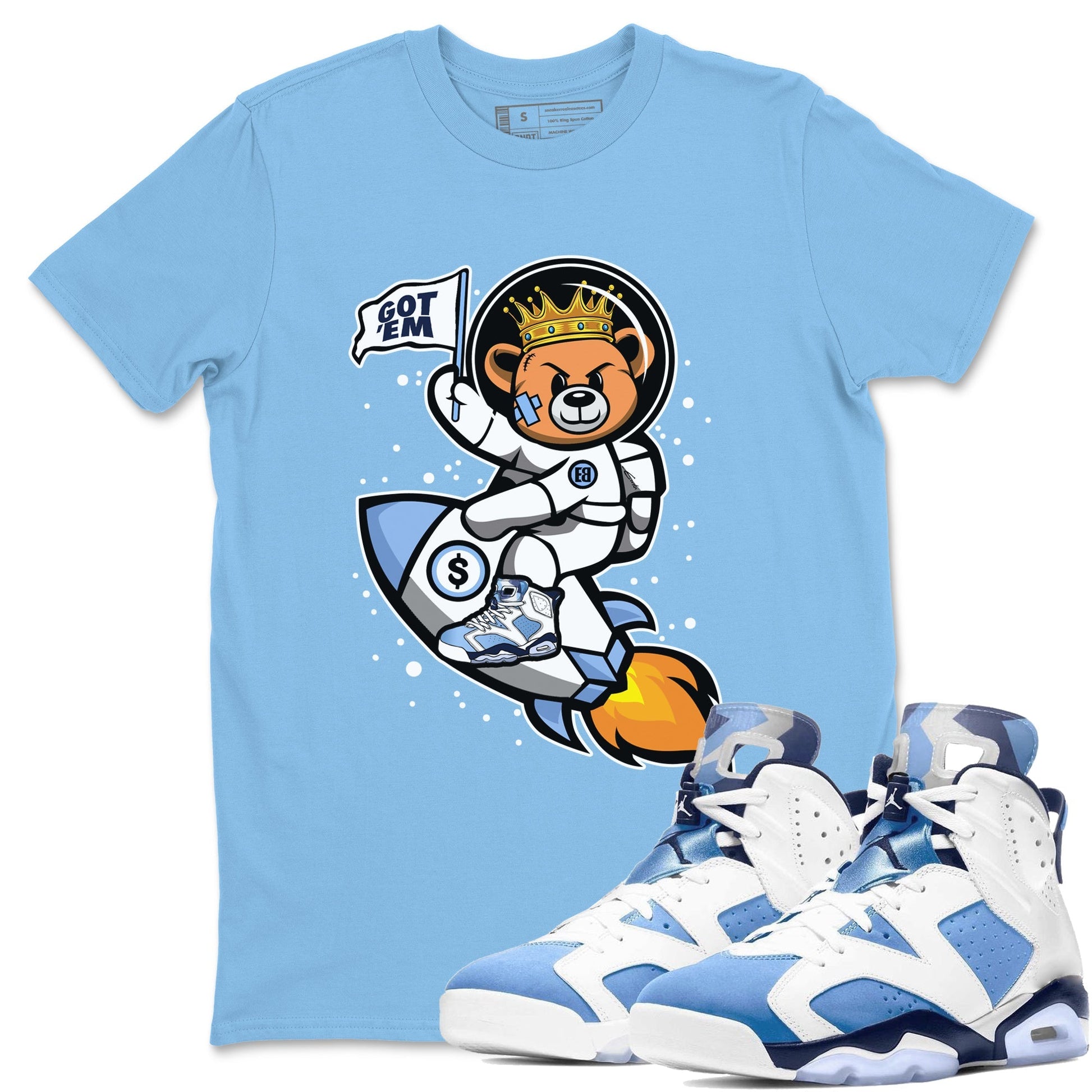 Jordan 6 UNC Sneaker Match Tees Astronaut Bear Sneaker Tees Jordan 6 UNC Sneaker Release Tees Unisex Shirts