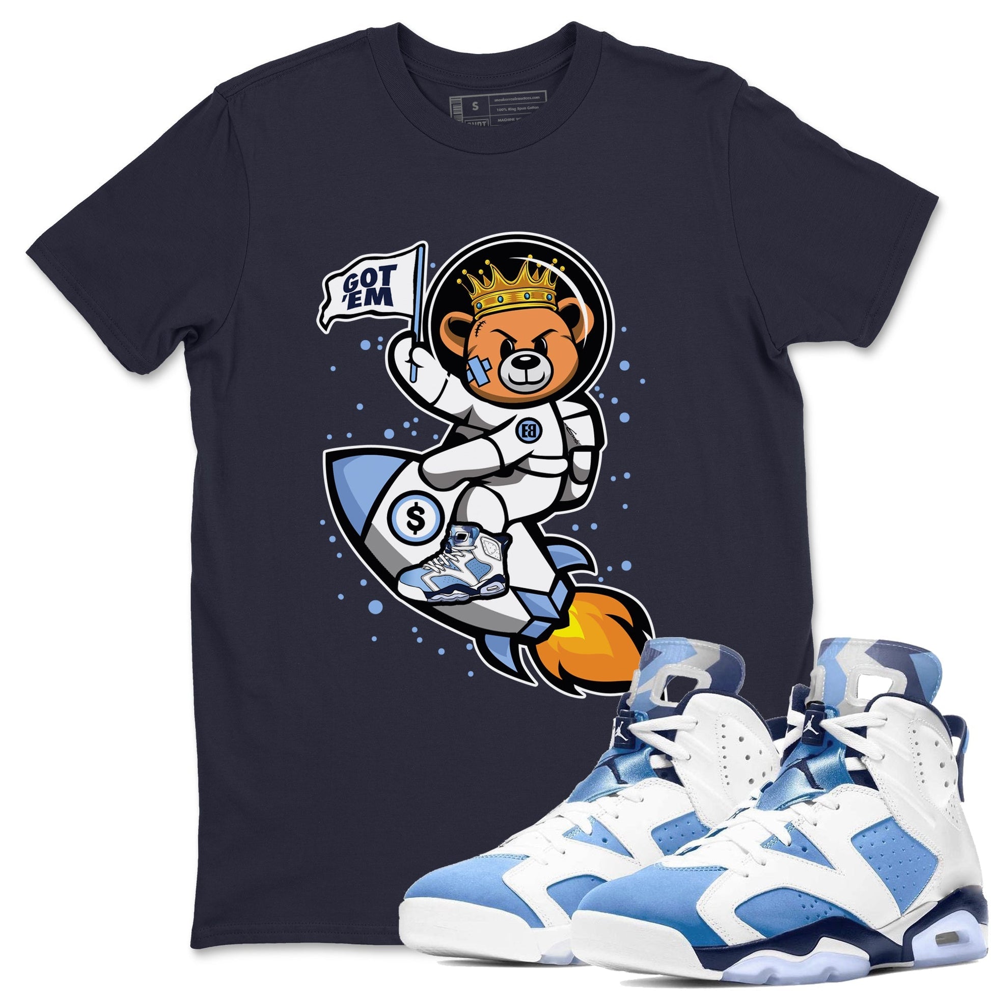 Jordan 6 UNC Sneaker Match Tees Astronaut Bear Sneaker Tees Jordan 6 UNC Sneaker Release Tees Unisex Shirts