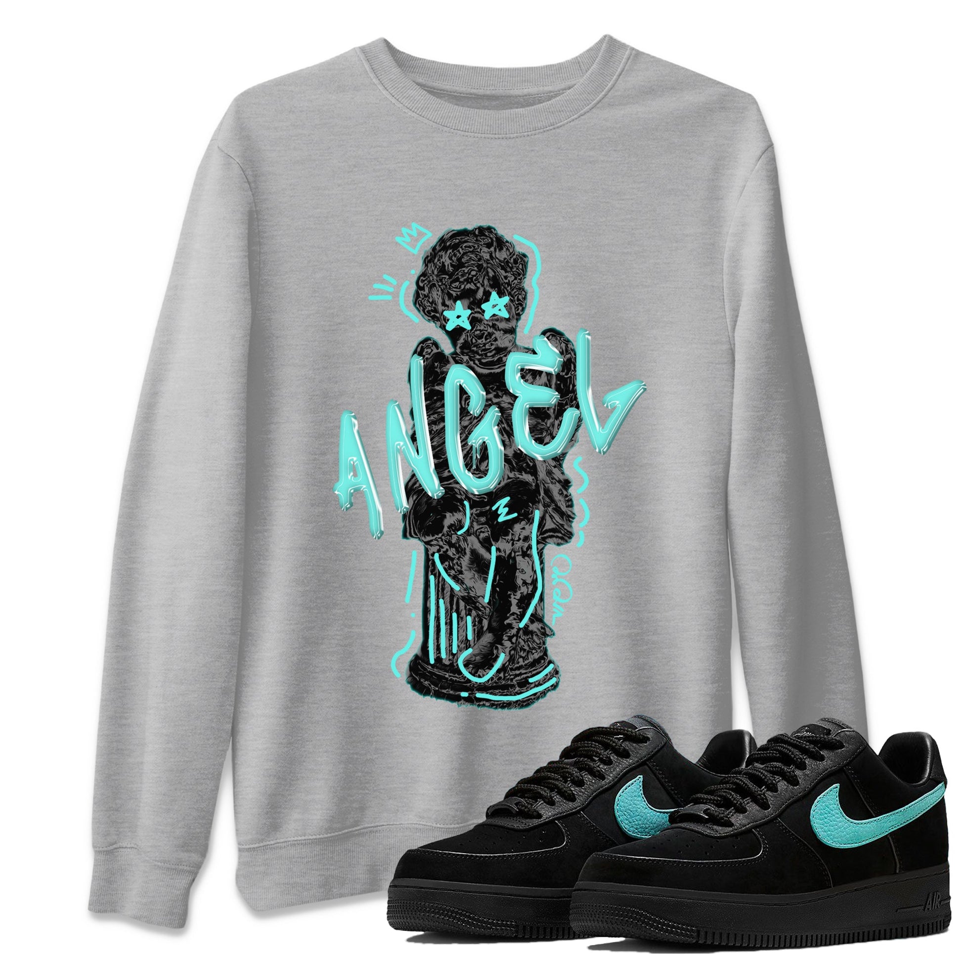 Air Force 1 Tiffany Sneaker Match Tees Baby Angel Sneaker Tees Nike Tiffany AF1Sneaker Release Tees Unisex Shirts Heather Grey 1