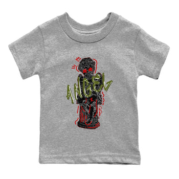 Air Jordan 1 Travis Scott Olive Sneaker Match Tees Baby Angel Sneaker Tees AJ1 OG Travis Scott Olive Sneaker Release Tees Kids Shirts Heather Grey 2