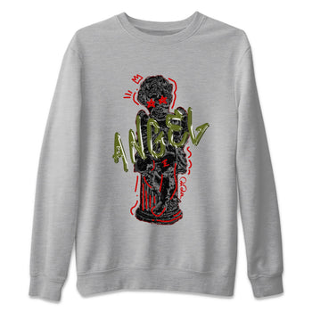 Air Jordan 1 Travis Scott Olive Sneaker Match Tees Baby Angel Sneaker Tees AJ1 OG Travis Scott Olive Sneaker Release Tees Unisex Shirts Heather Grey 2