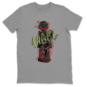 Air Jordan 1 Travis Scott Olive Sneaker Match Tees Baby Angel Sneaker Tees AJ1 OG Travis Scott Olive Sneaker Release Tees Unisex Shirts Heather Grey 2