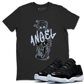 11s Black and Varsity Royal shirt to match jordans Baby Angel sneaker tees Air Jordan 11 Black/Varsity Royal SNRT Sneaker Release Tees Unisex Black 1 T-Shirt