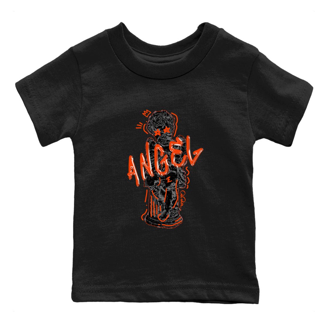 Air Jordan 12 Brilliant Orange Sneaker Match Tees Baby Angel Sneaker Tees AJ12 Brilliant Orange Sneaker Release Tees Kids Shirts Black 2