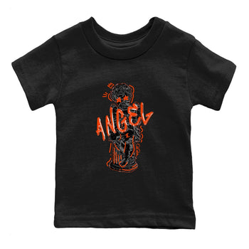 Air Jordan 12 Brilliant Orange Sneaker Match Tees Baby Angel Sneaker Tees AJ12 Brilliant Orange Sneaker Release Tees Kids Shirts Black 2