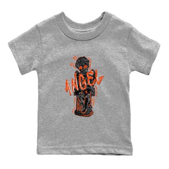 Air Jordan 12 Brilliant Orange Sneaker Match Tees Baby Angel Sneaker Tees AJ12 Brilliant Orange Sneaker Release Tees Kids Shirts Heather Grey 2