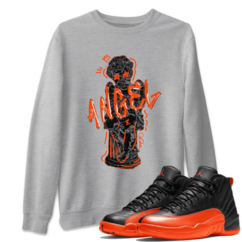 Air Jordan 12 Brilliant Orange Sneaker Match Tees Baby Angel Sneaker Tees AJ12 Brilliant Orange Sneaker Release Tees Unisex Shirts Heather Grey 1