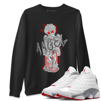 Air Jordan 13 Wolf Grey Sneaker Match Tees Baby Angel Sneaker Tees AJ13 Wolf Grey Sneaker Release Tees Unisex Shirts Black 1