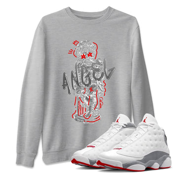 Air Jordan 13 Wolf Grey Sneaker Match Tees Baby Angel Sneaker Tees AJ13 Wolf Grey Sneaker Release Tees Unisex Shirts Heather Grey 1
