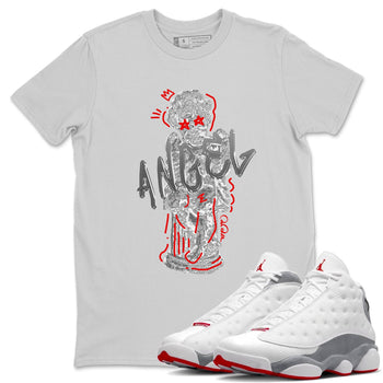 Air Jordan 13 Wolf Grey Sneaker Match Tees Baby Angel Sneaker Tees AJ13 Wolf Grey Sneaker Release Tees Unisex Shirts Silver 1
