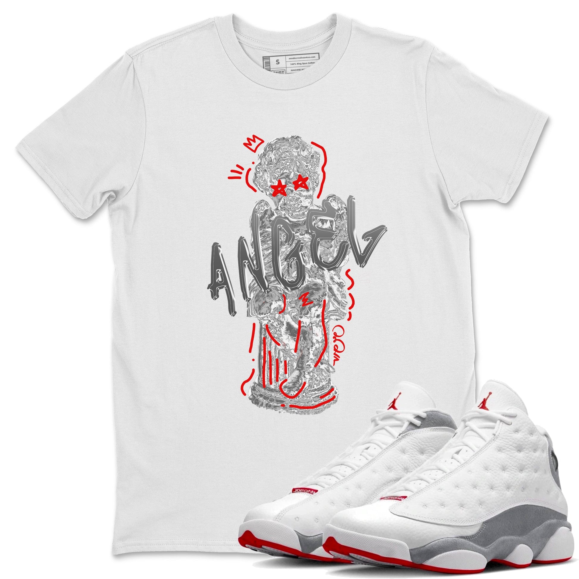 Air Jordan 13 Wolf Grey Sneaker Match Tees Baby Angel Sneaker Tees AJ13 Wolf Grey Sneaker Release Tees Unisex Shirts White 1