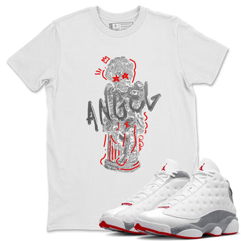 Air Jordan 13 Wolf Grey Sneaker Match Tees Baby Angel Sneaker Tees AJ13 Wolf Grey Sneaker Release Tees Unisex Shirts White 1