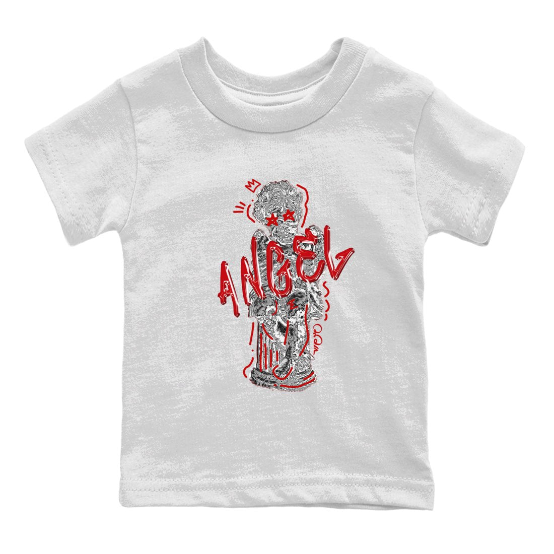 Air Jordan 4 Red Cement Sneaker Match Tees Baby Angel Sneaker Tees AJ4 Retro OG Red Cement Sneaker Release Tees Kids Shirts White 2