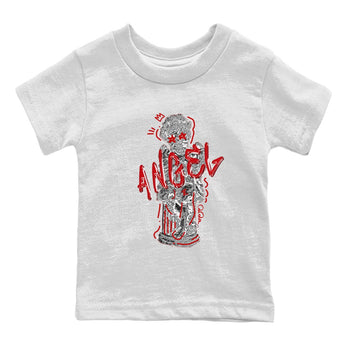 Air Jordan 4 Red Cement Sneaker Match Tees Baby Angel Sneaker Tees AJ4 Retro OG Red Cement Sneaker Release Tees Kids Shirts White 2