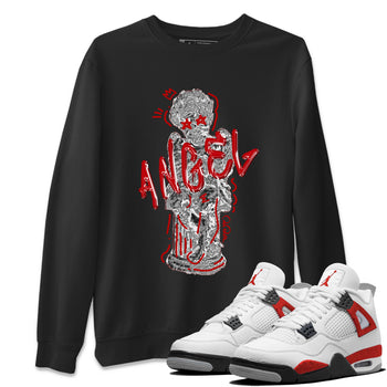 Air Jordan 4 Red Cement Sneaker Match Tees Baby Angel Sneaker Tees AJ4 Retro OG Red Cement Sneaker Release Tees Unisex Shirts Black 1