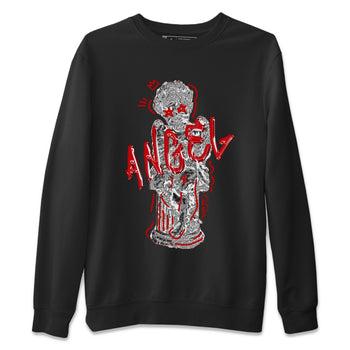 Air Jordan 4 Red Cement Sneaker Match Tees Baby Angel Sneaker Tees AJ4 Retro OG Red Cement Sneaker Release Tees Unisex Shirts Black 2