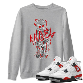 Air Jordan 4 Red Cement Sneaker Match Tees Baby Angel Sneaker Tees AJ4 Retro OG Red Cement Sneaker Release Tees Unisex Shirts Heather Grey 1