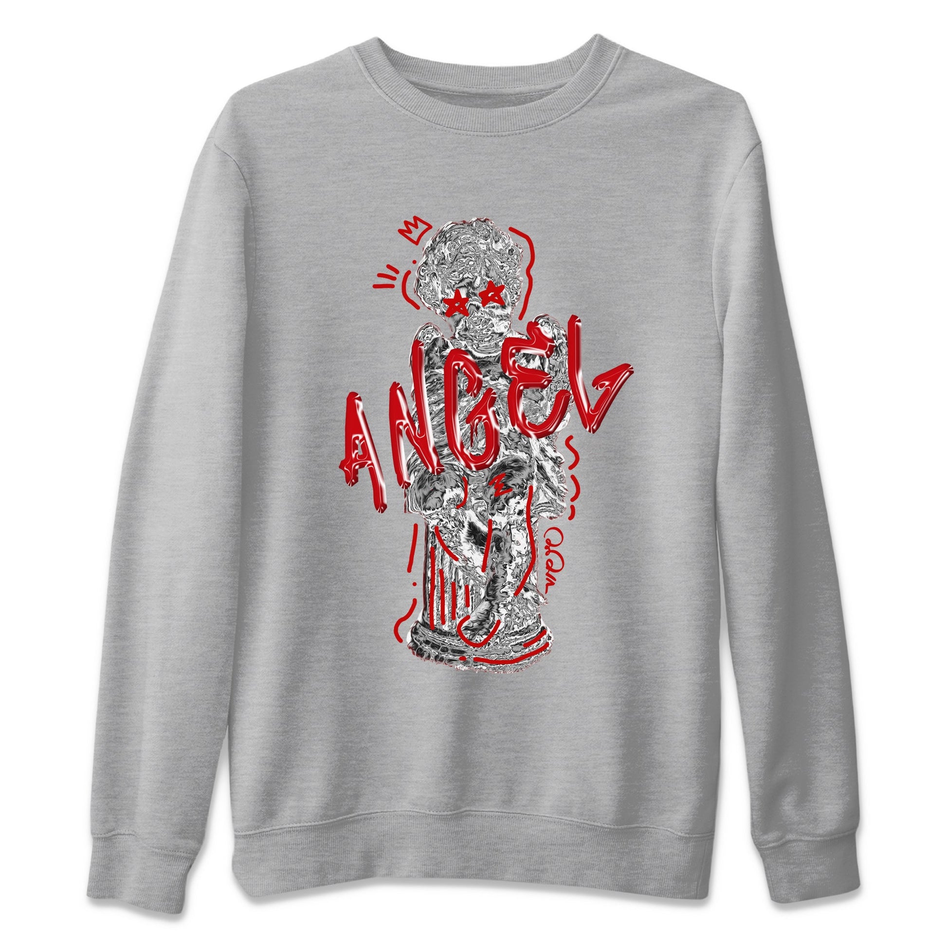 Air Jordan 4 Red Cement Sneaker Match Tees Baby Angel Sneaker Tees AJ4 Retro OG Red Cement Sneaker Release Tees Unisex Shirts Heather Grey 2