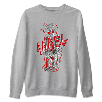 Air Jordan 4 Red Cement Sneaker Match Tees Baby Angel Sneaker Tees AJ4 Retro OG Red Cement Sneaker Release Tees Unisex Shirts Heather Grey 2