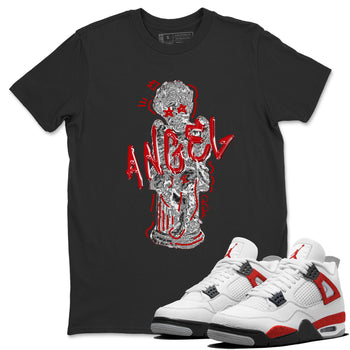 Air Jordan 4 Red Cement Sneaker Match Tees Baby Angel Sneaker Tees AJ4 Retro OG Red Cement Sneaker Release Tees Unisex Shirts Black 1