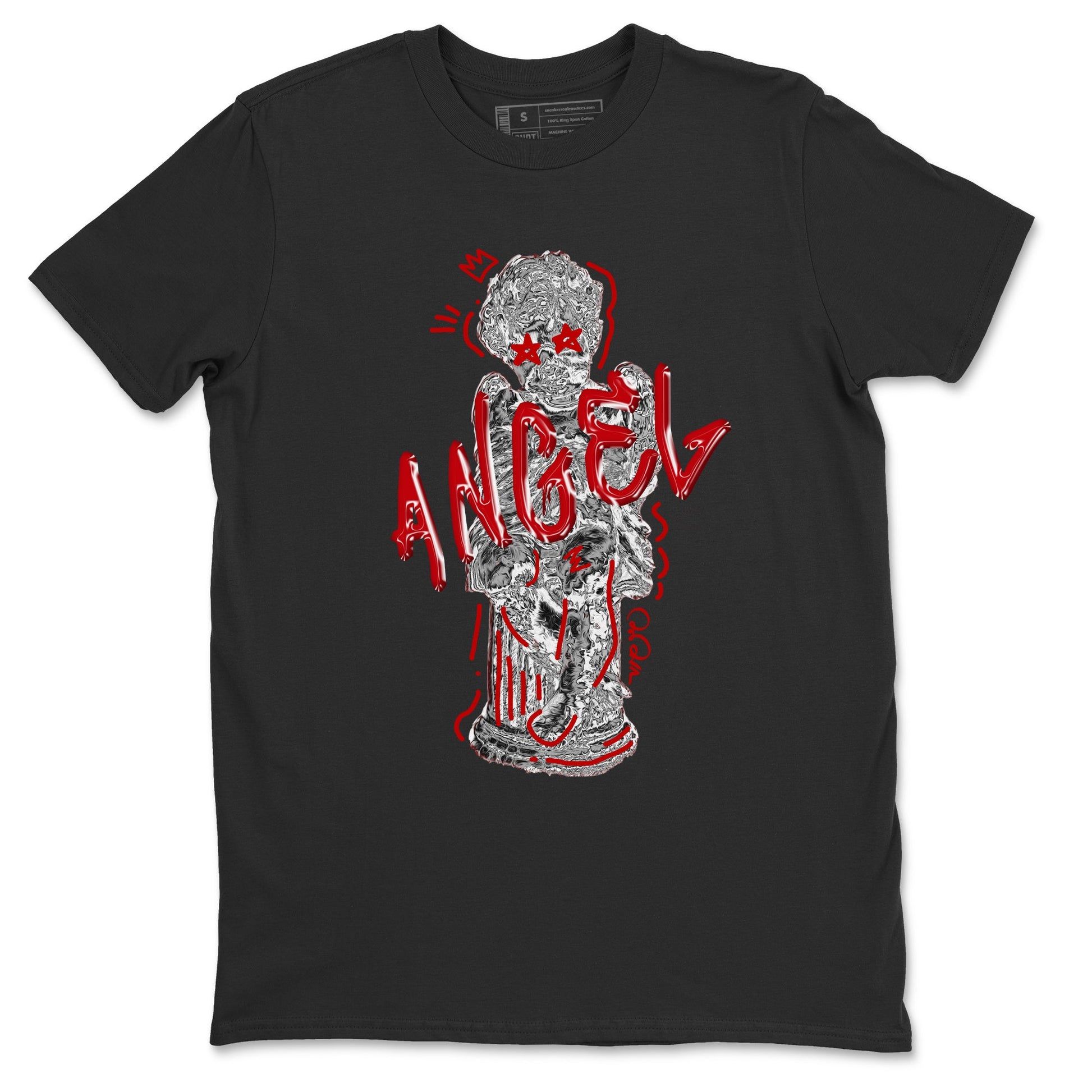 Air Jordan 4 Red Cement Sneaker Match Tees Baby Angel Sneaker Tees AJ4 Retro OG Red Cement Sneaker Release Tees Unisex Shirts Black 2