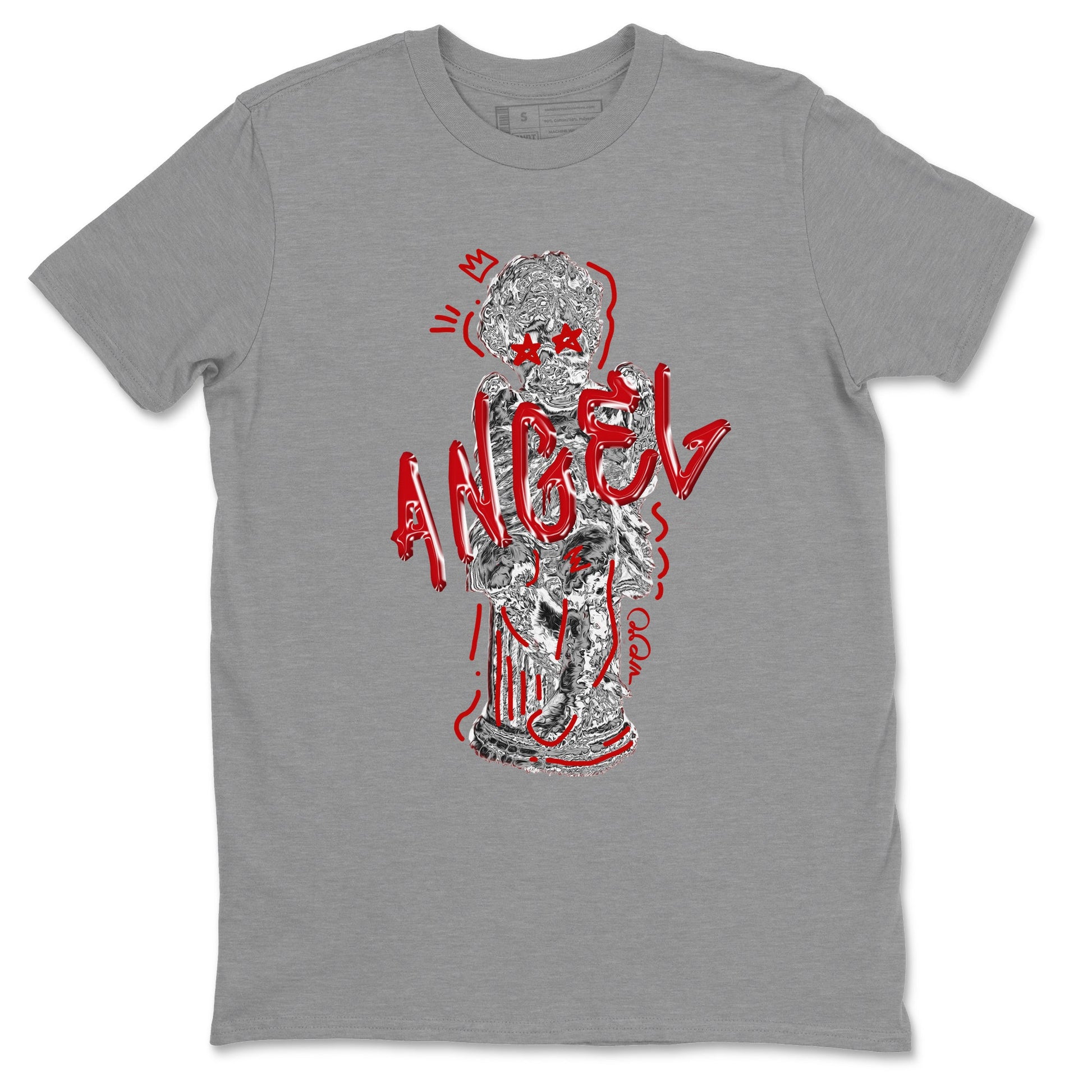 Air Jordan 4 Red Cement Sneaker Match Tees Baby Angel Sneaker Tees AJ4 Retro OG Red Cement Sneaker Release Tees Unisex Shirts Heather Grey 2