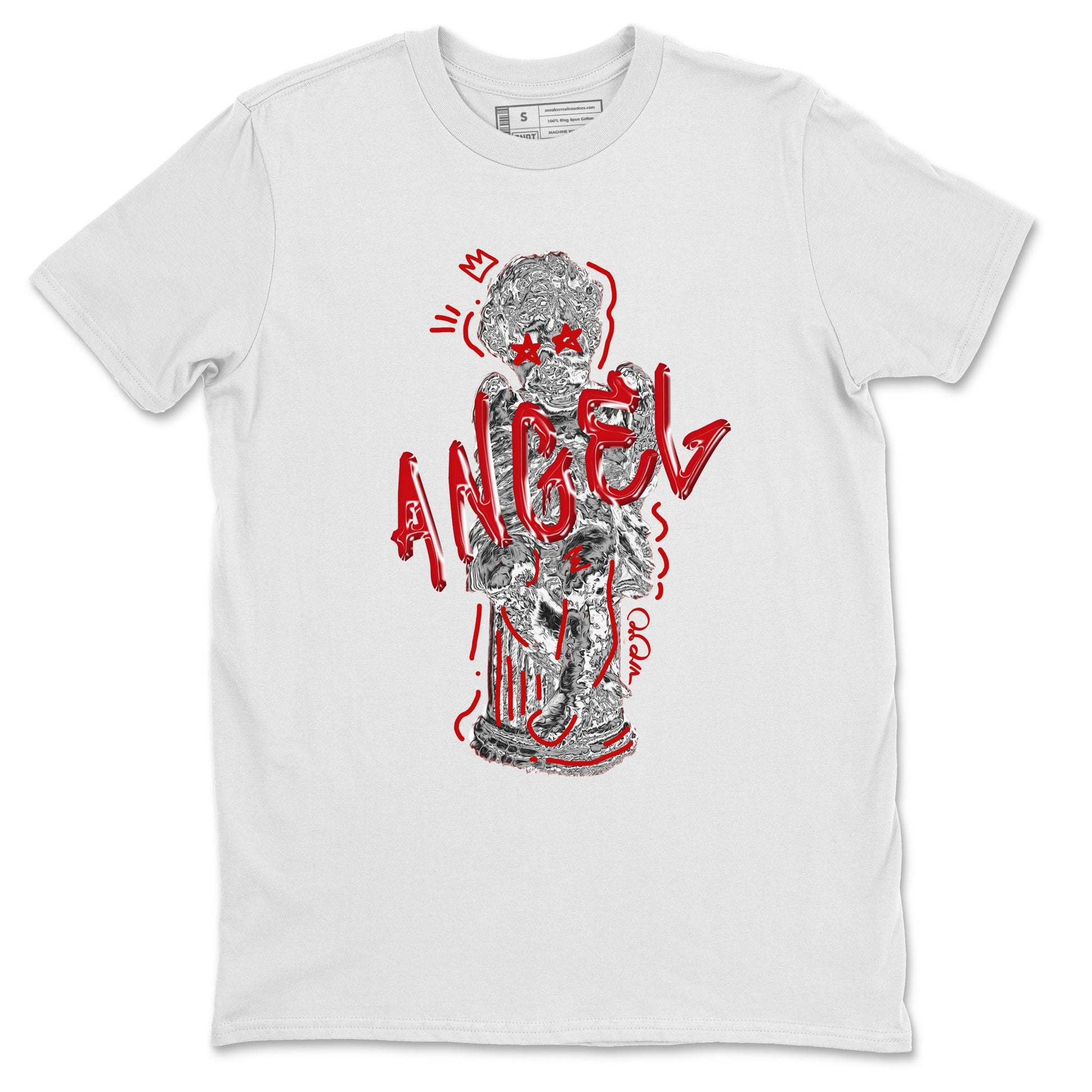 Air Jordan 4 Red Cement Sneaker Match Tees Baby Angel Sneaker Tees AJ4 Retro OG Red Cement Sneaker Release Tees Unisex Shirts White 2